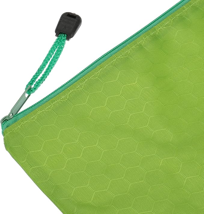 PATIKIL Waterproof Zipper File Bags, 5 Pack A4 Size Document Pocket Storage Organizer Pouch for Travel Office Supply, Green
