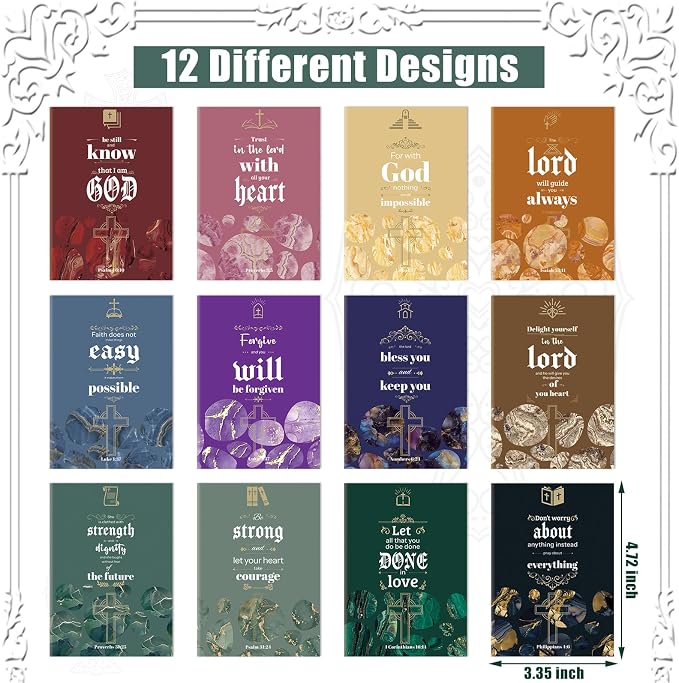 WSICSE 144 Pcs Christian Bible Gifts Set Bulk, Religious Scripture Notebooks Verses Bookmarks Bible Quote Pens Organza Bags for Inspirational Bible Gifts for Office School