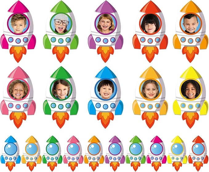 gisgfim 80Pcs Rocket Cutouts Back to School Decorations Bulletin Board Outer Space Paper Cut-Outs Classroom Decor for Boy Girl DIY Craft Photo Wall Door Kindergarten Preschool Party Favor Supply