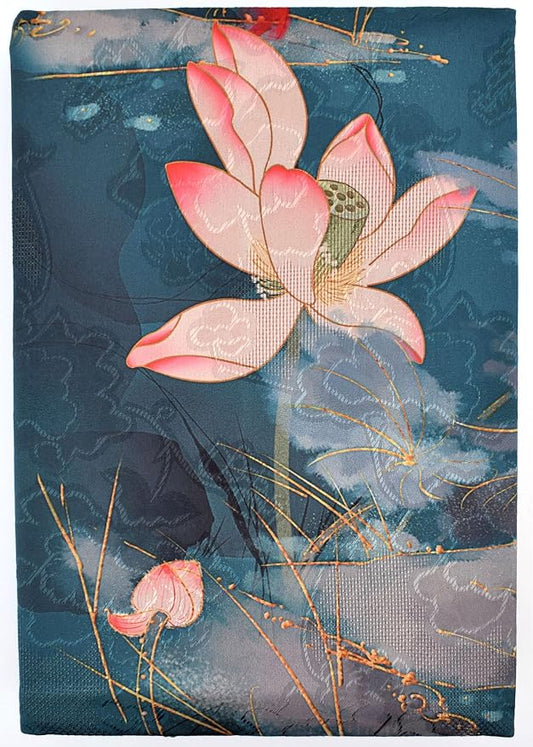 BLBMH A5 Journal Cover | Non-Stretch Fabric Notebook Sleeve with Bookmark, Handmade 5.5x8.3 Washable Privacy Protector for Paperback Bible Hardcover, Gift for Women - Lotus A