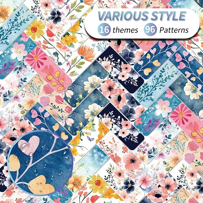 96 Pieces Magnetic Bookmarks Magnet Page Markers - Book Marks for Reading Women & Men with Storage Boxes - Cute Magnet Bookmark Clips for Reading Pleasure（Flowers）