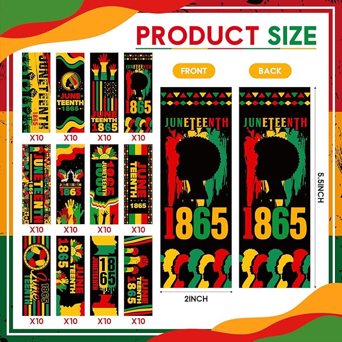 Resurhang 120 Pcs Juneteenth Bookmarks Inspirational Bookmarks Freedom Day Book Marks for Celebrate Africa Americans Independence Day Party Gift Favors Handouts Supplies