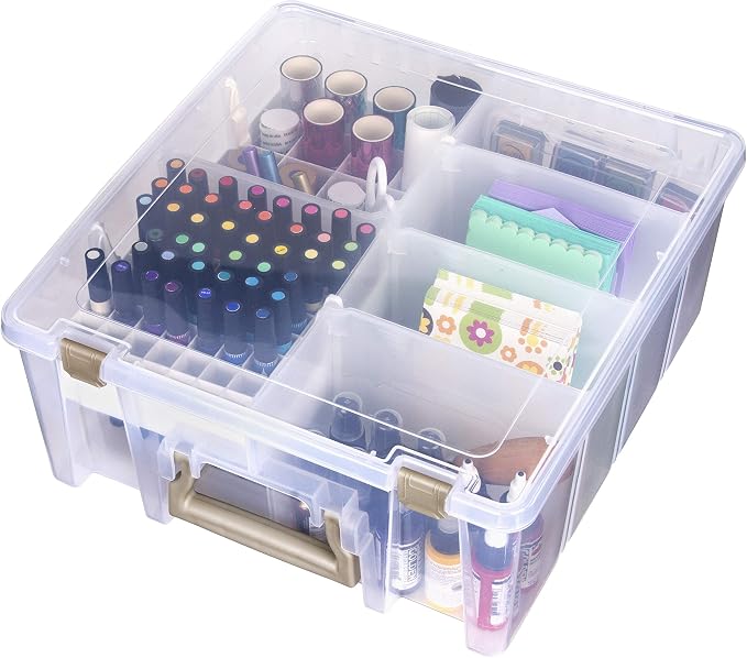 ArtBin 6993SP Super Satchel Double Deep with Papercrafting Accessory Tray, Clear, 1 Satchel & 1 Tray