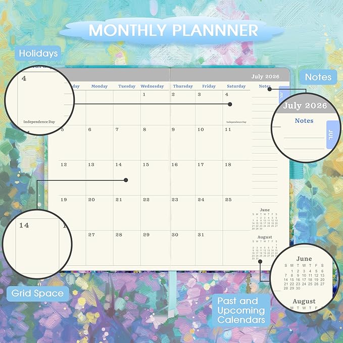 Pocket Planner 2026-2027 - Pocket Calendar 2026-2027, Jul.2026 - Jun.2027, 26-27 Pockets Planner Weekly and Monthly, 3.93''×6.29''- Oil Painting