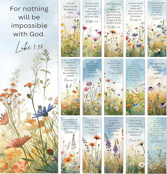Bible Verse Bookmarks Gifts - 160 Pcs Flower Scripture Bookmark Christian Religious Book Mark Page Clips Inspirational Gift for Women Men Church Book Lovers Student Teacher Bookish Supplies