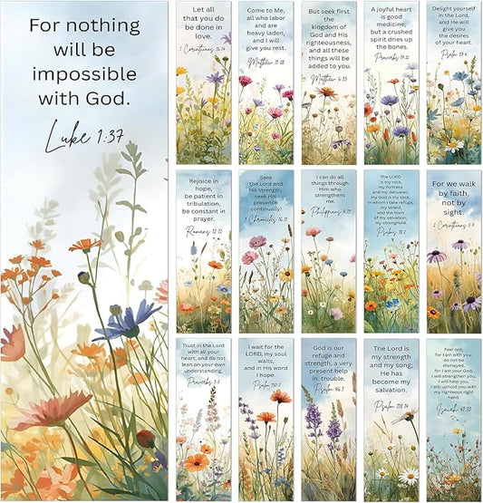 Bible Verse Bookmarks Gifts - 160 Pcs Flower Scripture Bookmark Christian Religious Book Mark Page Clips Inspirational Gift for Women Men Church Book Lovers Student Teacher Bookish Supplies