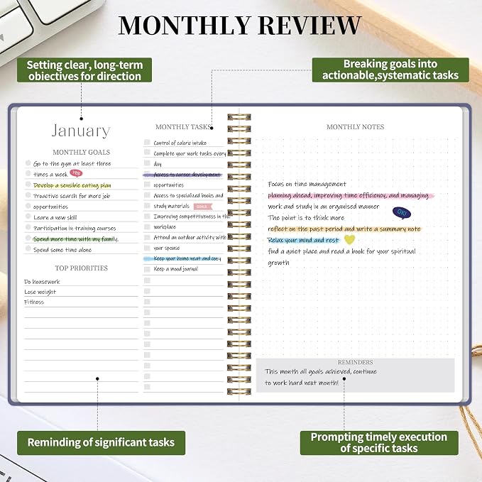 2026-2027 Monthly Planner - Jan.2026 - Dec. 2027, 2 Year Calendar 2026-2027 Monthly Planner, 7.5" x 10", 24 Months Calendar with Note Pages, Twin-wire Binding, for Office, School Home Planning - Purple