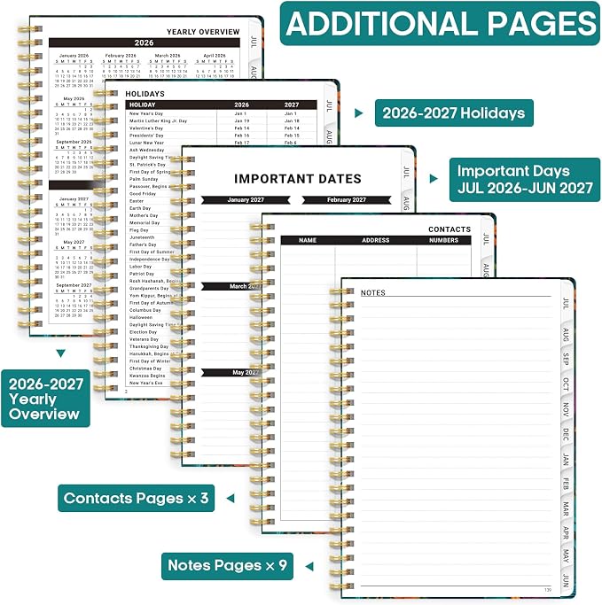 Academic Planner 2026-2027, Weekly and Monthly Calendar Book, July 2026 – June 2027, Hardcover Planner with Tabs, Perfect for Teachers, Students, Women & Men, A4 (8.5" x 11") - Giraffes
