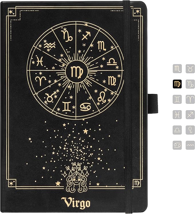 AuroPlanner Virgo Zodiac Undated Planner – Monthly Weekly Daily Astrology Portable Journal Notebook, A5 (5.8” × 8.3”), 160 Pages 4-Month Layout, 100 GSM Paper
