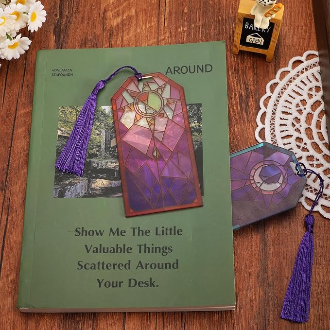 2 PCS Bookmarks with Tassel, Sun and Moon Bookmarks for Women (BKM-047-F2)