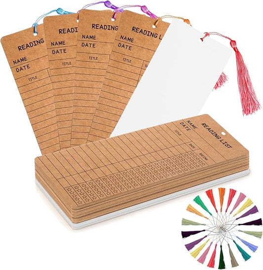 60 PCS Reading List Bookmarks with Colorful Tassels – 50 Book Tracker Bookmarks & 10 Blank White Bookmarks for Book Lovers, Students, Teachers – Graduation Gifts, Reading Log, Back-to-School Supplies