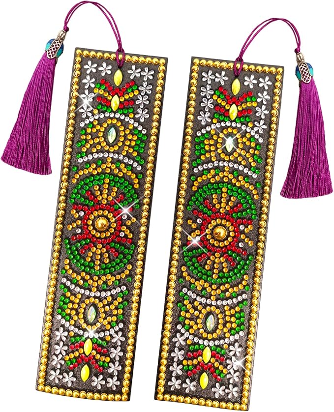 2 Pcs LINGFANG Diamond Painting Bookmark, DIY Book Makers for Adults Book Lovers, Diamond Art Beginners, Small Diamond Art Kits, Paint by Art Crafts Supplies Gift for Girls (Mandala 2)