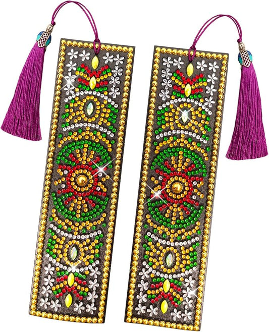 2 Pcs LINGFANG Diamond Painting Bookmark, DIY Book Makers for Adults Book Lovers, Diamond Art Beginners, Small Diamond Art Kits, Paint by Art Crafts Supplies Gift for Girls (Mandala 2)