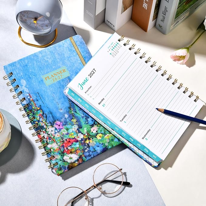 2026-2027 Planner - Weekly and Monthly Academic Planner 2026-2027, JUL. 2026 - JUN. 2027, 6.4" x 8.5", 26-27 Academic Planners with Monthly Tabs, Sturdy Cover, Premium Paper, Back Pocket, Strong Twin-wire Binding