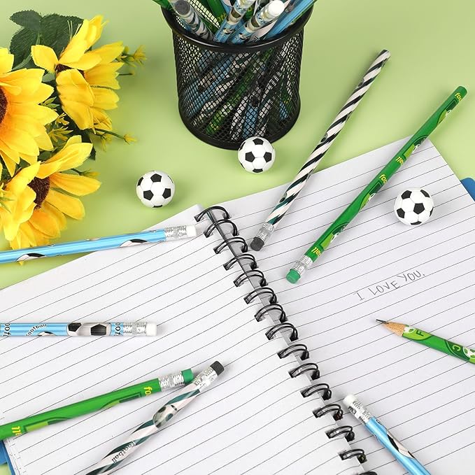 CCINEE 48 Pack Football Pencils For Kids,Fun Sport Soccer Pencils Bulk For Students Football Birthday Party Favors Easter Basket School Classroom Prizes Gift Stationery