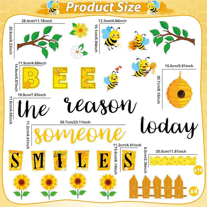 gisgfim Bee Bulletin Board Decorations Summer Bees Paper Cutouts Bee The Reason Someone Smiles Today Sunflower Flower Bulletin Board Set for Back School Teacher Student Door Wall Chalkboard Supplies