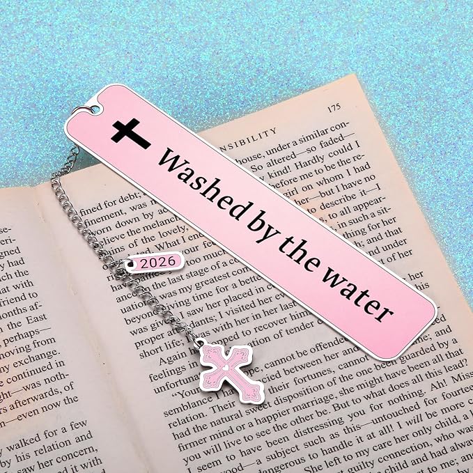 Baptism Gifts for Girl Women Adults Pink Bible Bookmark Christening Baptism Gifts for Girls Women Adult Boys Teens,Confirmation First Communion Bookmark,Christening Baptism Bookmark for Women Girls
