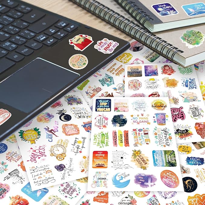 24 Sheets Motivational Quotes Planner Stickers for Journaling Supplies, 480 Pcs Inspirational Stickers for Scrapbook Calendar Laptop Sticker for Women Adults Teachers