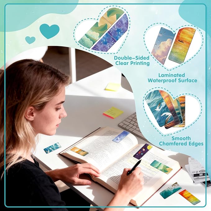 96Pack Magnetic Bookmarks Bulk Book Marks for Reading Women Men Adults Book Lovers Gifts, Cute Bookmarks Magnet Bookmark Clips Magnetic Page Markers Pretty Funny BookMarker (Multi-Style)