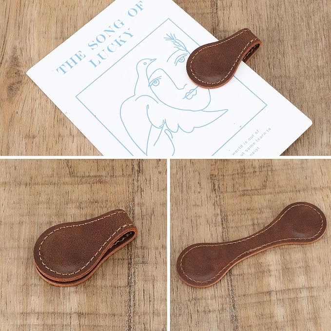 Dimeho 2 Pcs Leather Magnet Bookmark Vintage Book Page Holder Handmade Retro Page Marker Clip Cute Reading Accessories for Women Bookworm Book Lovers Reader Gift