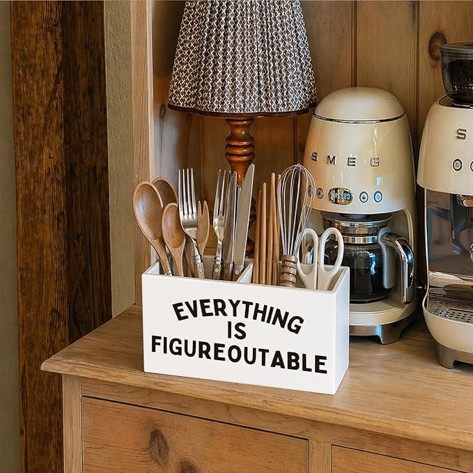 Inspirational Gifts for Women Men Inspirational Pen Pencil Holder for Desk,Motivational Wooden Box Sign Decorations for Home Office Workplace Desk Tabletop