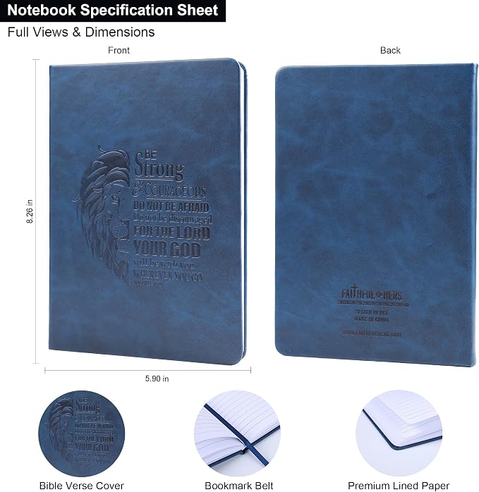 Faithful Hers Bible Covers for Men 2pcs Bible Case Set with Notebook PU Leather Church Bag Bible Study Book Case with Handle Lightweight Carrying Bags Christmas Gift