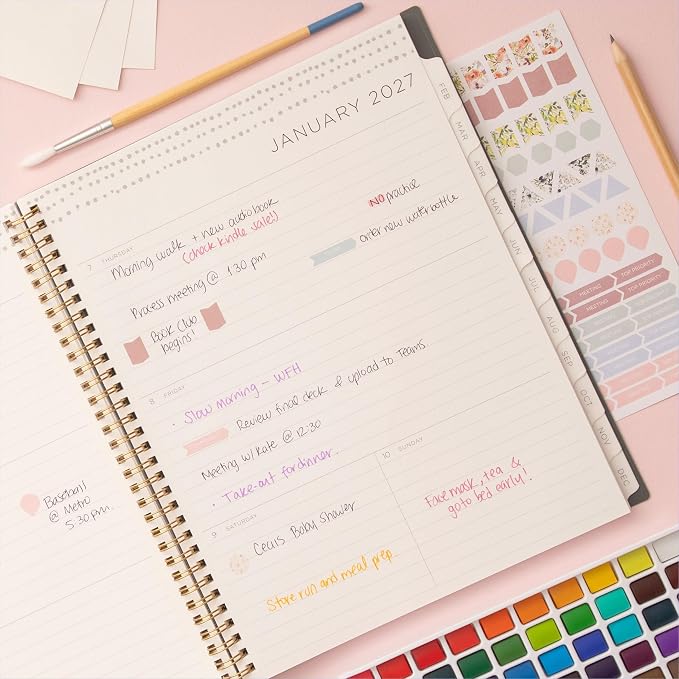 Blue Sky Kelly Ventura 2026 Weekly and Monthly Planner Calendar, January 2026 - December 2026, 8.5" x 11", Flexible Cover, Laminated Tabs, Durable Twin Wire Binding, Storage Pocket, Includes Sticker Sheet, Midnight Garden