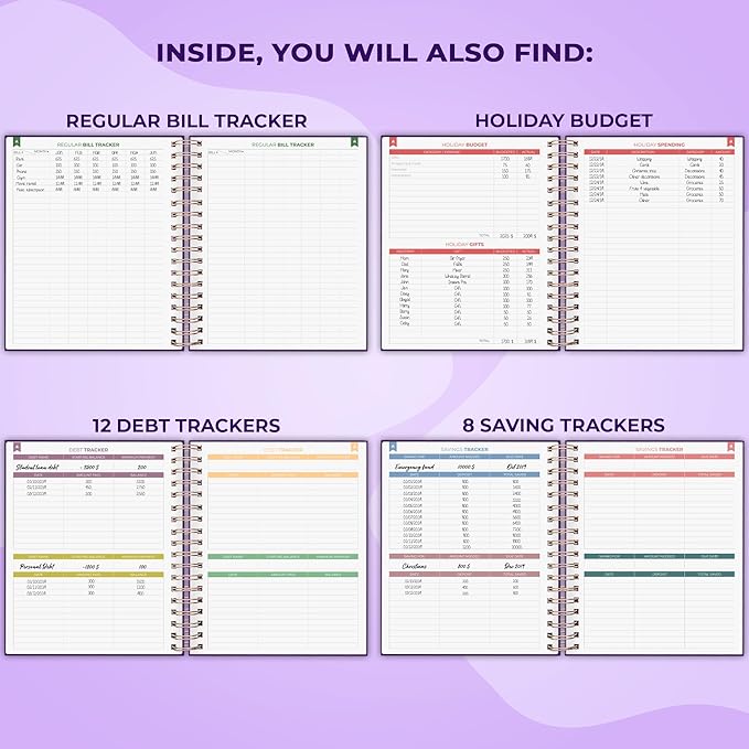 Clever Fox Budget Planner – Coiled Finance Book, Monthly Financial Journal, Budgeting Organizer & Expense Tracker Notebook, 8.5x9.5″ (Purple)
