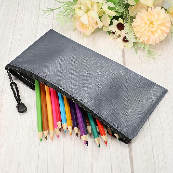 PATIKIL Waterproof Zipper File Bags, 5 Pack A6 Size Document Pocket Storage Organizer Pouch for Travel Office Supply, Gray