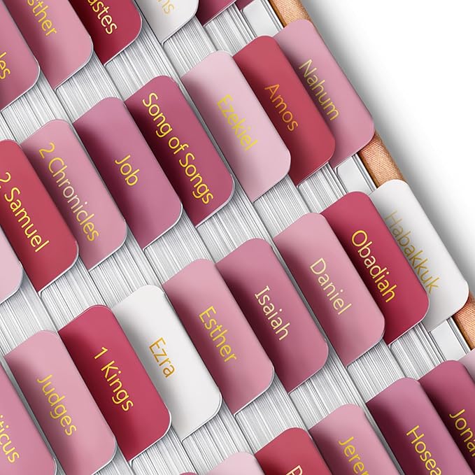 Mr. Pen- Bible Tabs, 75 Tabs, Pink Plum Orchard, Gold Foil Embossed Lettering, Laminated Bible Tabs for Women and Men, Bible Tabs for Study Bible Index Tabs, Bible Book Tabs, Bible Labels Tabs