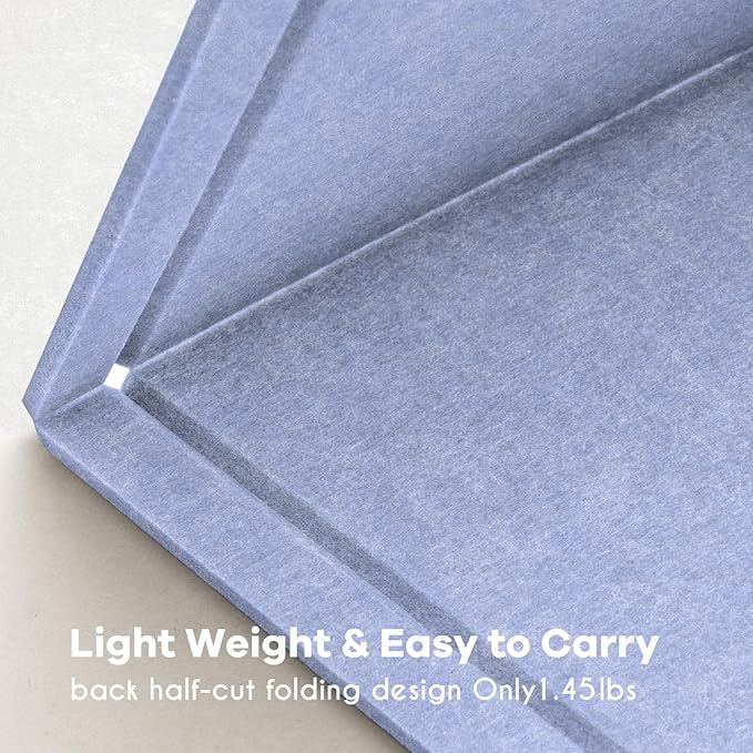 Lightomorrow Bulletin Board, 36 x 24 inches Felt Board - Cork Board Alternative for Wall, Decorative Pin Board, Foldable Picture Board Self-Adhesive Vision Board with 20 Pushpins - Lavender Blue