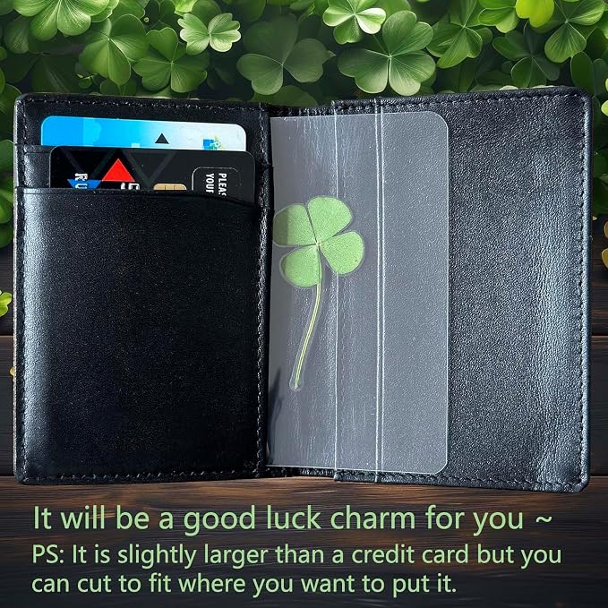 12 Sheets Four Leaf Clover Bookmarks - St. Patrick's Day Bulk Gifts, Good Luck Charms for Wallet, Books, or Coworkers, 4 Leaf Clover Lucky Cards for Gifting