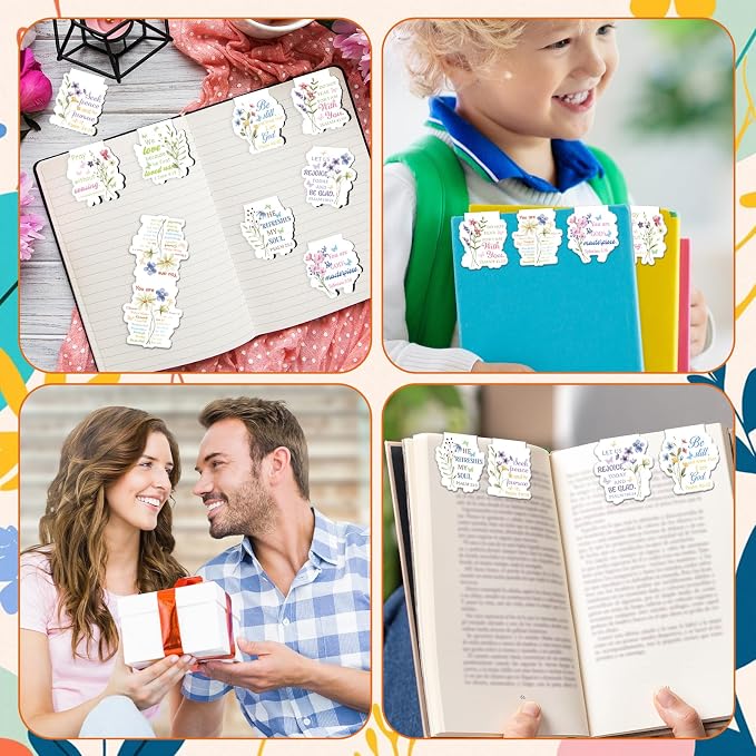 Bible Verse Magnetic Bookmark - 9Pcs Christian Inspirational Quotes Bookmarks for Book Lovers Scripture Religious Motivational Book Marker Prayer Magnets Page Clips for Women Men Reading Gift