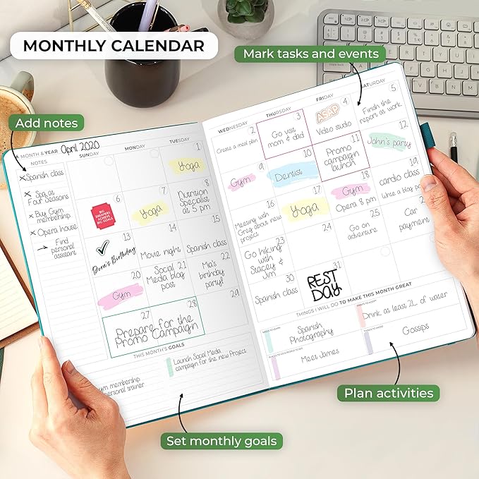 Clever Fox Planner PRO Schedule – Undated Weekly & Monthly Life Planner with Time Slots, Appointment Book & Daily Organizer, A4 (Dark Teal)