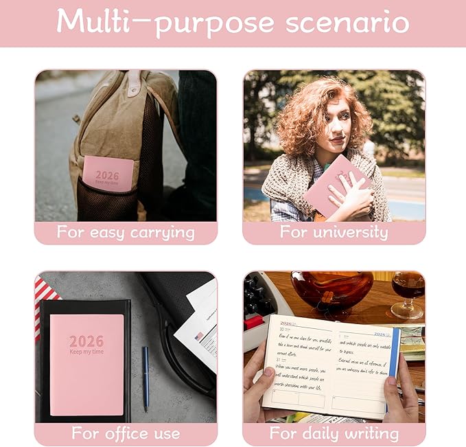 Planner 2026 Weekly and Monthly Planners for Purse 5.5" x 3.9"Cute Small Daily Academic Calendar 320page Hardcover Planning Agenda Book Academic Planner Vegan Leather Softcover, Goal Tracker Organizer Planning for Daily Schedule School Office Schedule ...