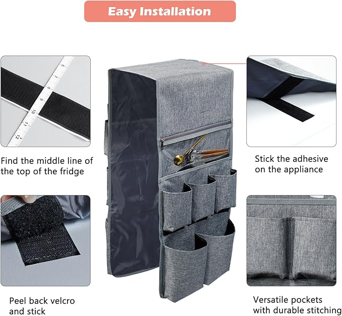 Dorm and office Double Over the Fridge Caddy Organizer -Fridge Caddy Organizer - College Dorm Room Essentials for College Students Boys, Girls - 12 Pockets Flatware Organizers and Storage