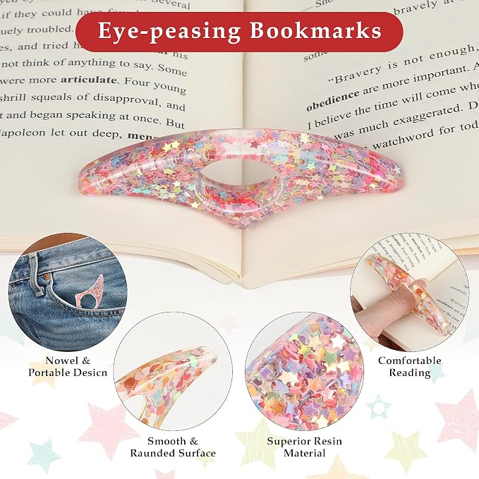 2Pcs Thumb Book Page Holder Book Holder Dried Flower Page Holders for Reading Accessories Books Lovers Gifts for Women Best Friend Birthday Gifts Teacher Graduation Bookish Reader Books Club