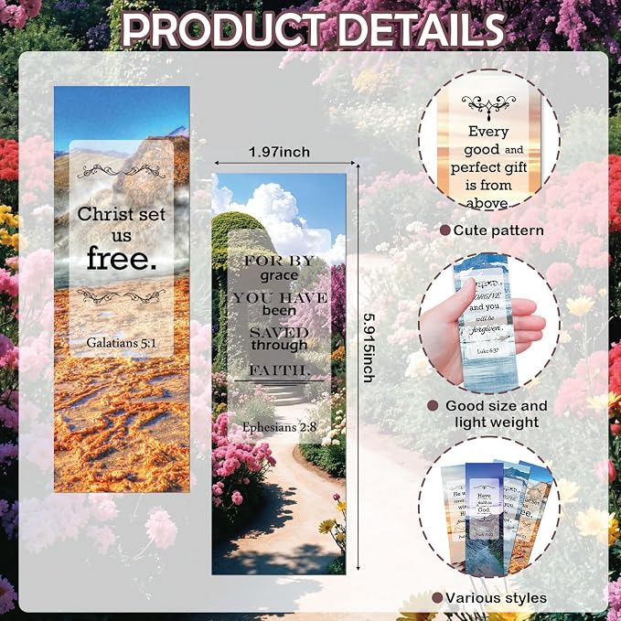 100 Pcs Christian Bookmarks, Religious Bible Verse Paper Bookmark Bulk for Women Man, Inspirational Scripture Scenery Book Mark Gift for Reading Lovers Church Accessories