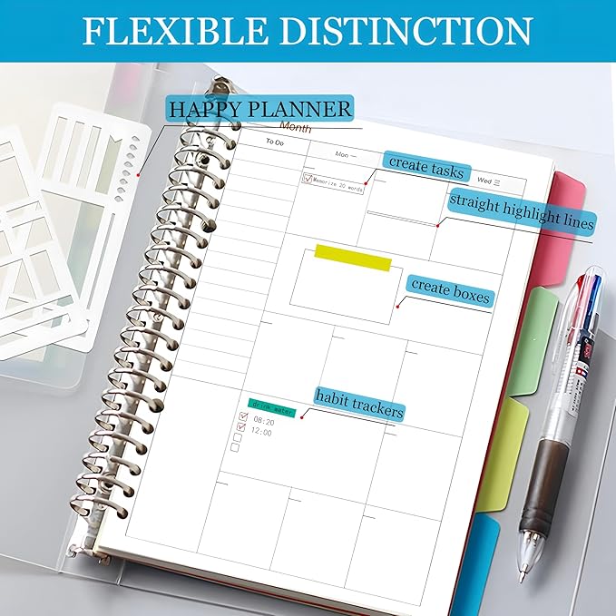 Handmade Flexible Record Template,3 Pack Planner Stencil Set for Dot Grid,Drawing,Checklists,Boxes,Lines&Daily Planning,Reusable Templates Kit for Journaling,Calendar,Scrapbooking&DIY Crafts Supplies