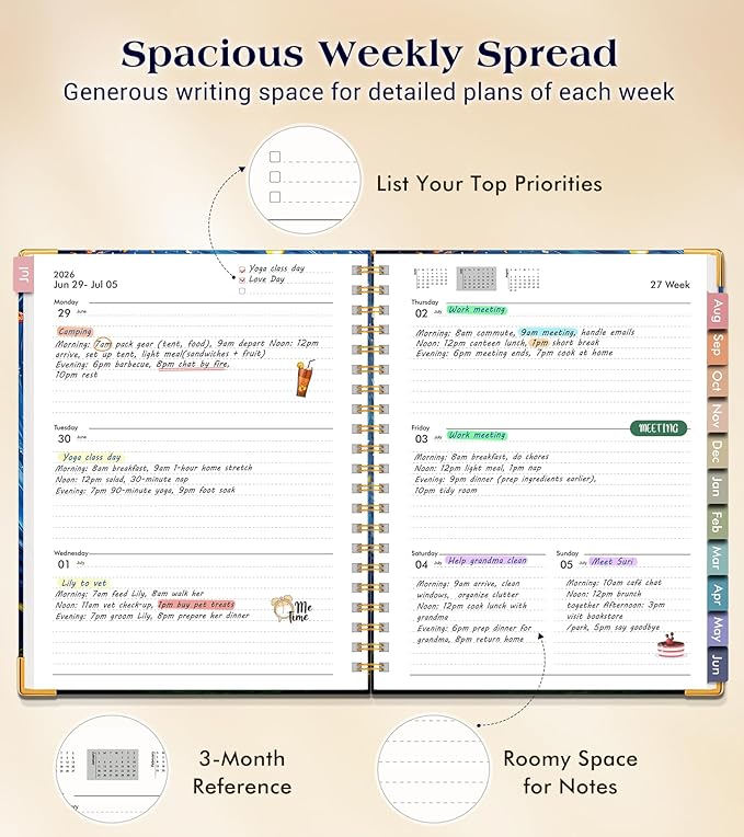 Academic Planner 2026-2027, Hardcover Weekly and Monthly Calendar Planner from July 2026 - June 2027, 8.5" x 11" A4 Large Daily Agenda with Tabs, College School Organizer for Student Teacher, Cosmic Tree of Life