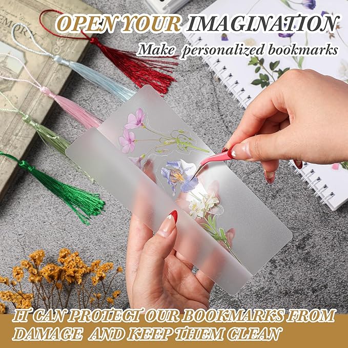 Fuyoooo 101 Pcs DIY Bookmark Making Kit Bookmark Laminating Pouches 5 Mil Hot Laminator Sleeves with Rainbow Tassels and Puncher Fit Most Pouch Laminating Machines Easter Gift(Mixed Sizes)