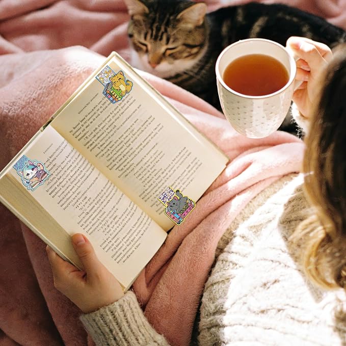 Cute Cat Magnetic Bookmarks - 24 Pcs Funny Bookish Magnet Book Marks Bulk Cartoon Animal Page Markers Clips Reading Women Bookish Lovers Student Teacher School Accessories Birthday Gifts