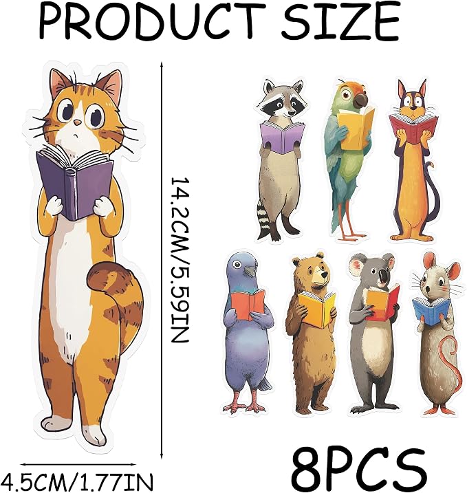 Cute Animals Bookmark Gifts - 8 Pcs Cartoon Koalas Cats Dog Bookmarks for Women Students Book Lovers Funny Page Markers Home Reading Accessories Bookish Gift for Birthday Christmas