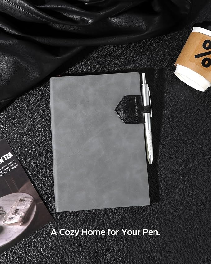 Magnetic Leather Bookmarks with Pen Holder Vegan Leather Book Marks Gifts for Reading Book Lovers Notebook Travelers (Black-2PC)