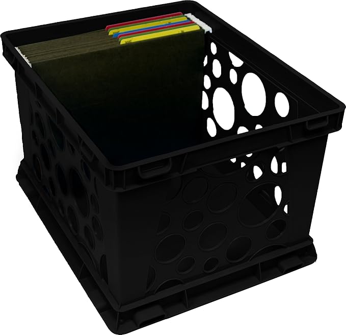 Storex Large Storage and Transport File Crate, 17.25 x 14.25 x 10.5 Inches, Black (STX61546U01C)