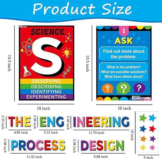 EDENCOME R STEAM Bulletin Board Decorations STAEM Decor Science Posters Classroom Decorations Set for Science Lab Class School Classroom Bulletin Board Office Supplies