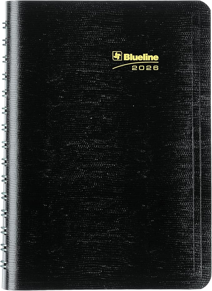 Blueline® 2026 Plan & Link™ Essential Daily Planner, Appointment Book, 12 Months, January to December, 8" x 5", Black (C1504W.81-26)