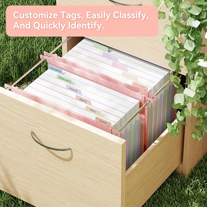 ANSOOK Hanging File Folders Letter Size, 7 Accordion Pockets Expandable File Organizer, 3 Pack Hanging File Folders for Filing Cabinet, Designed for Bulky Files, Medical Charts, 50% Wheat Straw (Pink)