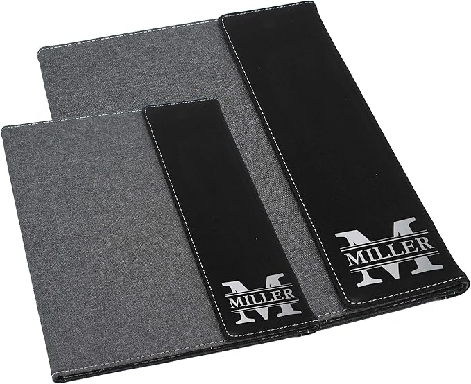 My Personal Memories Customized Portfolio with Custom Monogrammed Flap - Engraved Teacher, Student, Business, Man, Woman, Gift (Black Flap)