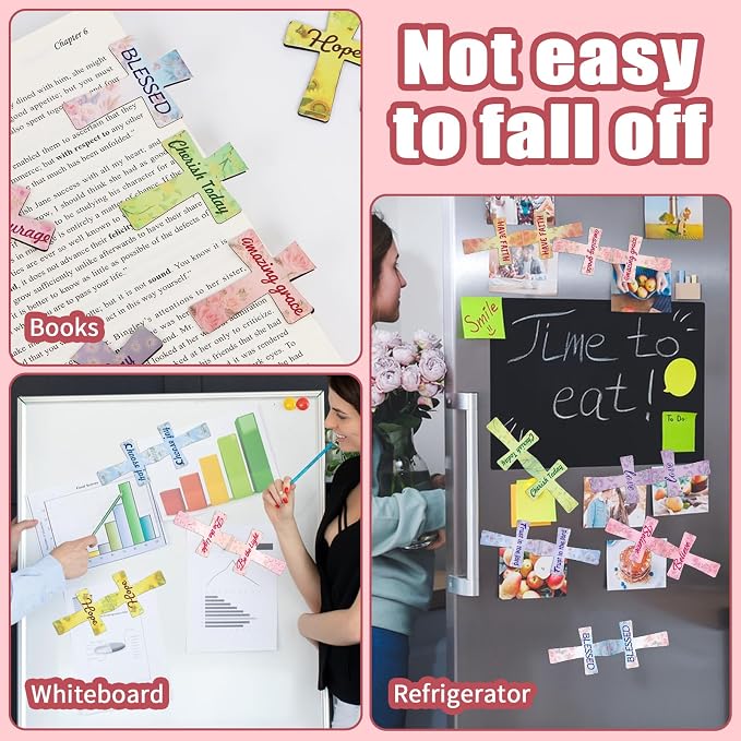 Magnetic Bookmarks, Kaluofan 24PCS Bible Bookmark Christian Bookmarks Cross Bookmark Bulk, Magnetic Cross Page Holders for Bibles, Inspirational Gifts for Teacher Students Book Lovers